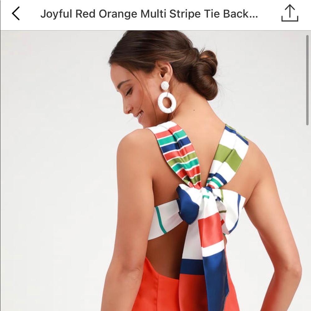 Orange red Lulu’s multi stripe tie back dress